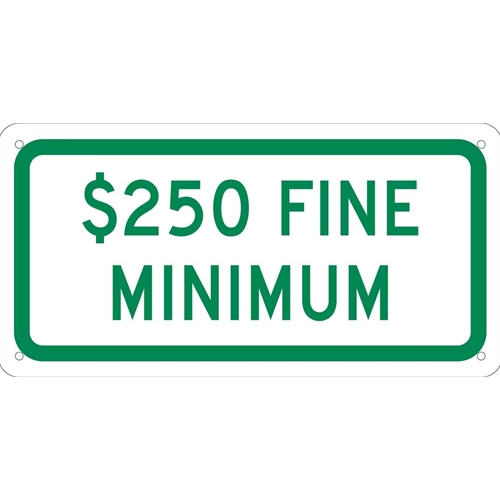 State Handicapped Parking Plaque $250 Fine Minimum (TMAS16G)