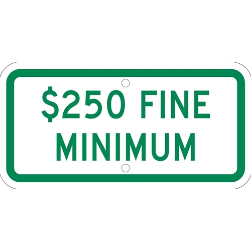 State Handicapped Parking Plaque $250 Fine Minimum (TMAS16J)