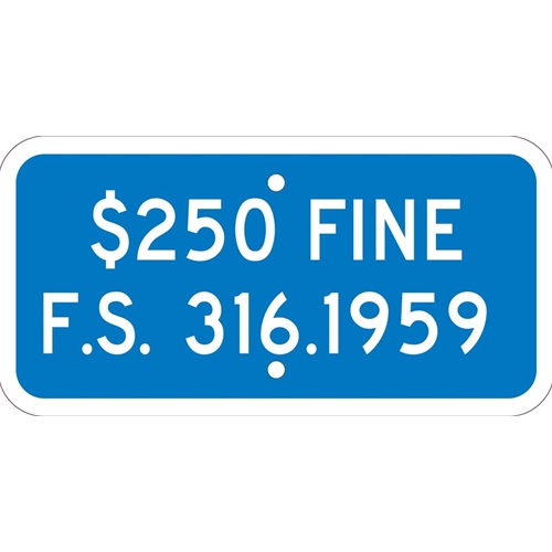 State Handicapped Parking Fine Florida Sign (TMAS18J)