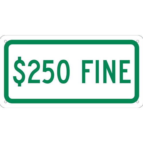 State Handicapped Parking Fine $250 Plaque (TMAS19G)