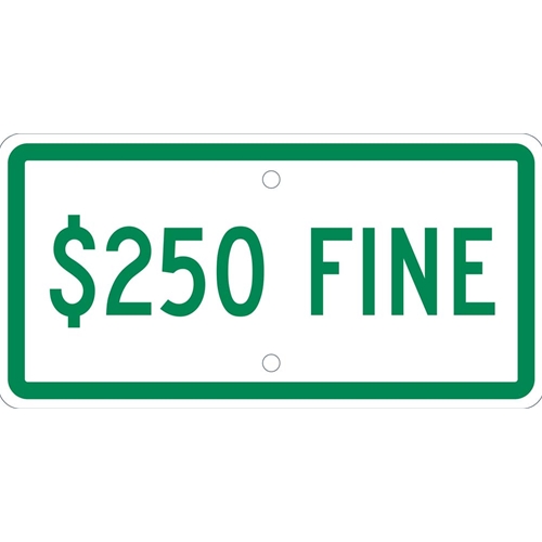 State Handicapped Parking Fine $250 Plaque (TMAS19H)