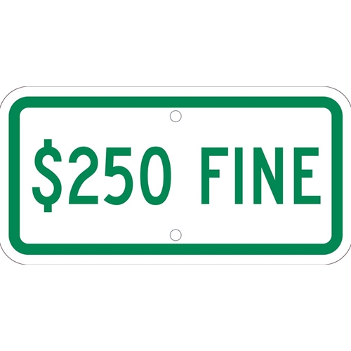 State Handicapped Parking Fine $250 Plaque (TMAS19J)