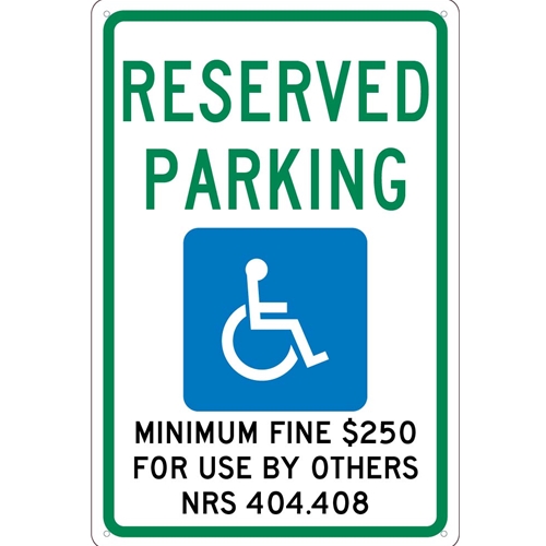 State Handicapped Reserved Parking Sign Nevada (TMS323G)