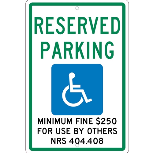 State Handicapped Reserved Parking Sign Nevada (TMS323H)