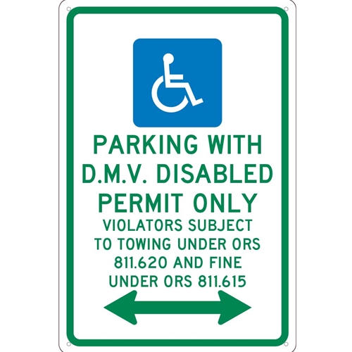 State  Handicapped Reserved Parking Sign Oregon (TMS332G)