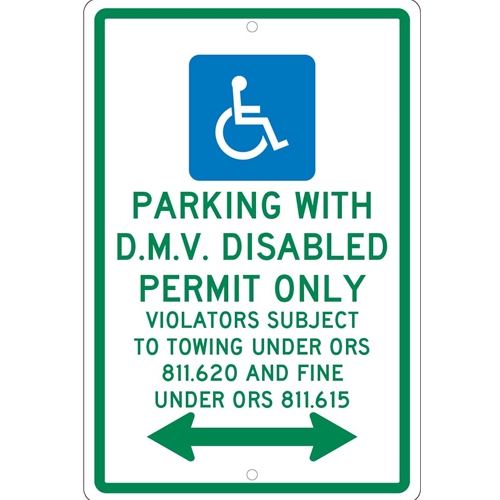 State  Handicapped Reserved Parking Sign Oregon (TMS332H)