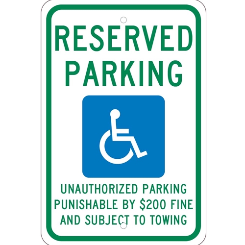 State Handicapped Reserved Parking Sign Tennessee (TMS335J)