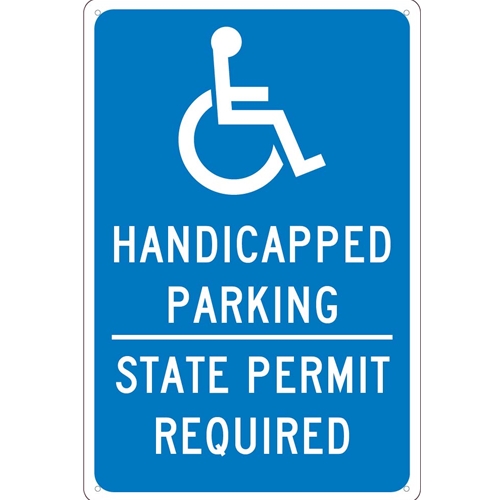 State Handicapped Parking Permit Required Texas Sign (TMS337G)