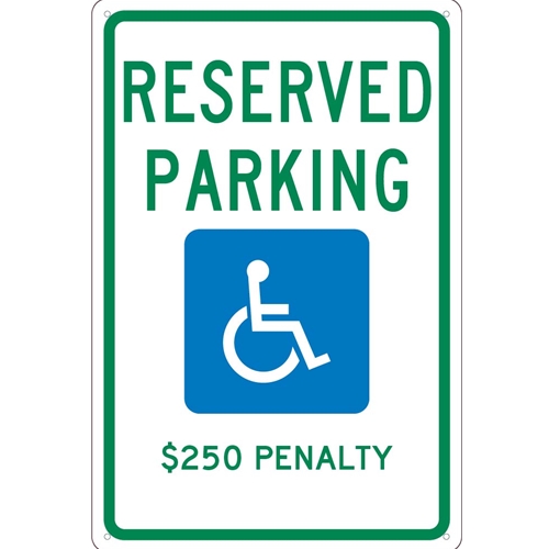 State Handicapped Reserved Parking $250 Penalty Washington Sign (TMS342G)