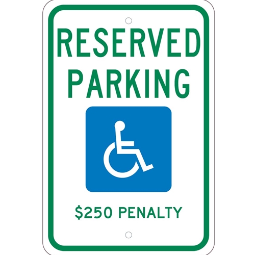 State Handicapped Reserved Parking $250 Penalty Washington Sign (TMS342J)