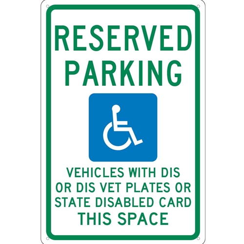 State  Handicapped  Reserved Parking Wisconsin Sign (TMS343G)