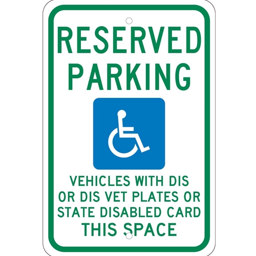 State  Handicapped  Reserved Parking Wisconsin Sign (TMS343J)