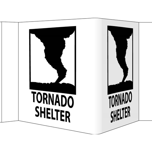 3-View Tornado Shelter Sign (VS52W)