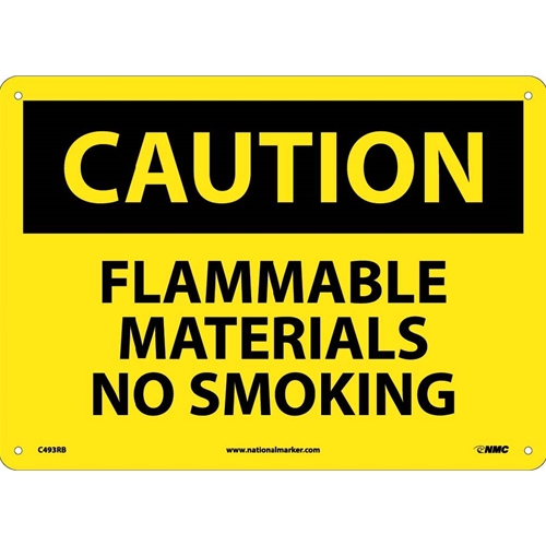 Caution Flammable Materials No Smoking Sign (C493RB)
