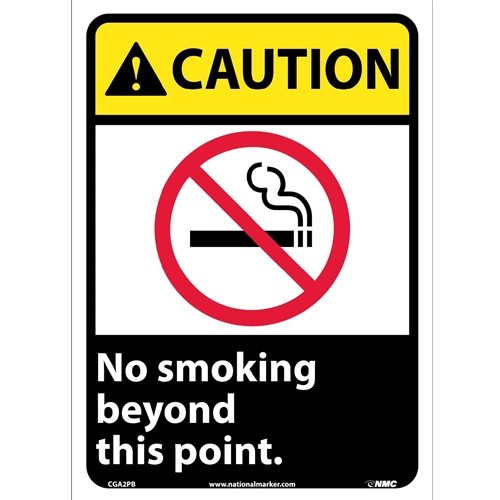 Caution No Smoking Beyond This Point Sign (CGA2PB)