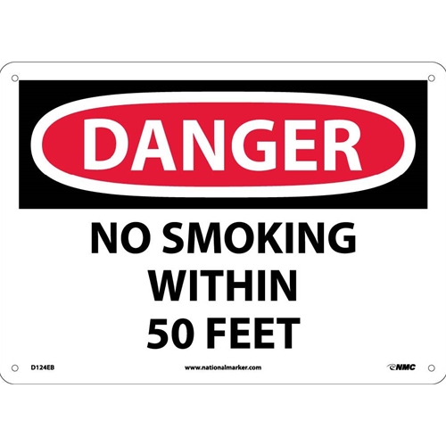 Danger No Smoking Within 50 Feet Sign (D124EB)