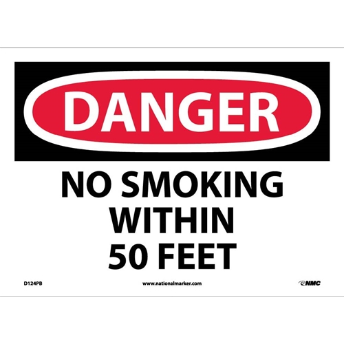 Danger No Smoking Within 50 Feet Sign (D124PB)