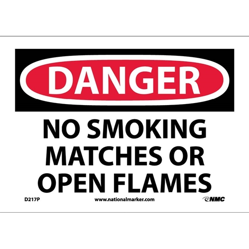 Danger No Smoking Matches Or Open Flames Sign (D217P)