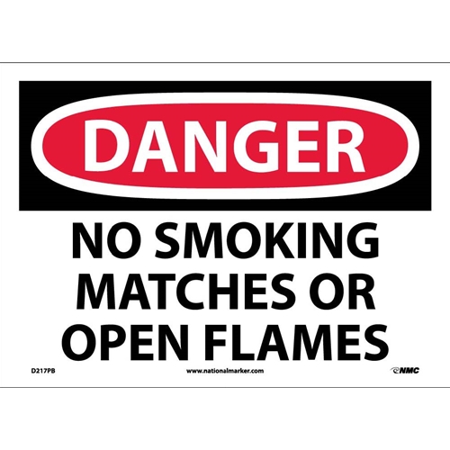 Danger No Smoking Matches Or Open Flames Sign (D217PB)