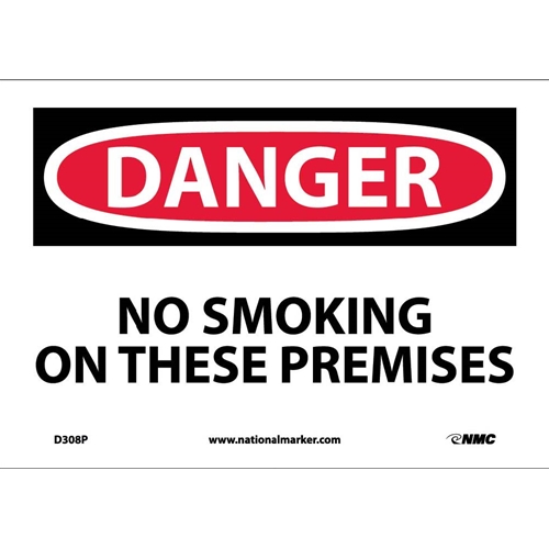 Danger No Smoking On These Premises Sign (D308P)