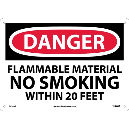 Danger Flammable Material No Smoking Sign (D438AB)