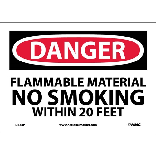 Danger Flammable Material No Smoking Sign (D438P)