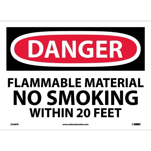 Danger Flammable Material No Smoking Sign (D438PB)