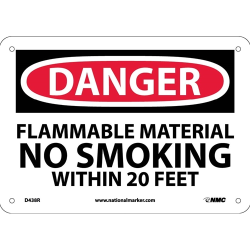 Danger Flammable Material No Smoking Sign (D438R)