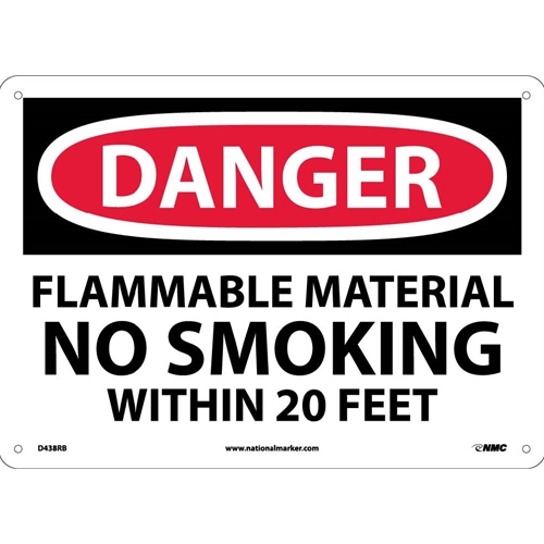 Danger Flammable Material No Smoking Sign (D438RB)