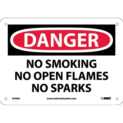 Danger No Smoking No Open Flames No Sparks Sign (D458A)