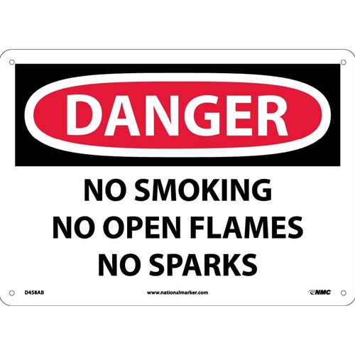 Danger No Smoking No Open Flames No Sparks Sign (D458AB)