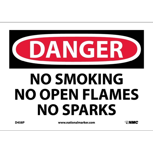 Danger No Smoking No Open Flames No Sparks Sign (D458P)