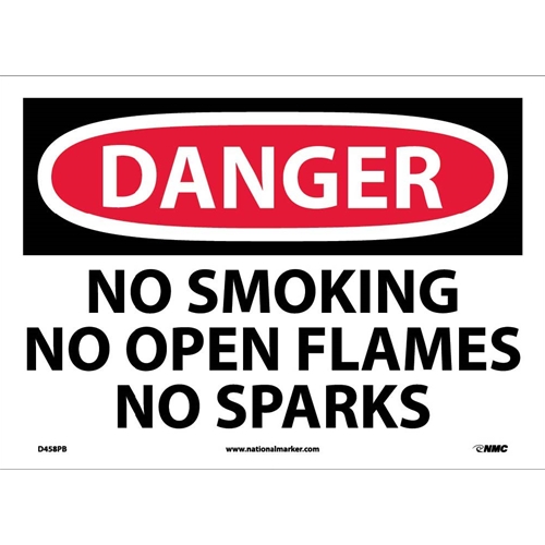 Danger No Smoking No Open Flames No Sparks Sign (D458PB)