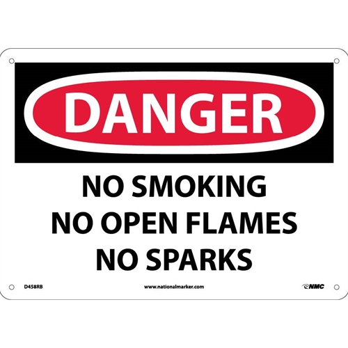 Danger No Smoking No Open Flames No Sparks Sign (D458RB)