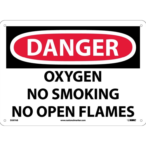 Danger Oxygen No Smoking No Open Flames Sign (D597AB)