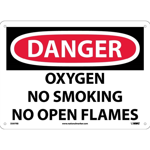 Danger Oxygen No Smoking No Open Flames Sign (D597RB)