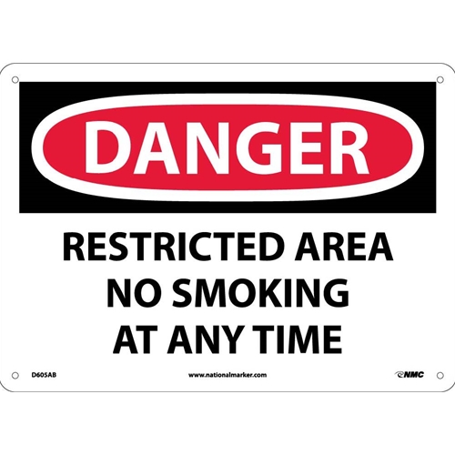 Danger Restricted Area No Smoking At Any Time Sign (D605AB)