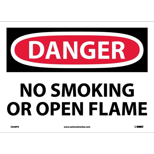 Danger No Smoking Or Open Flame Sign (D648PB)