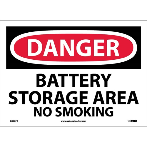 Danger Battery Storage Area No Smoking Sign (D672PB)