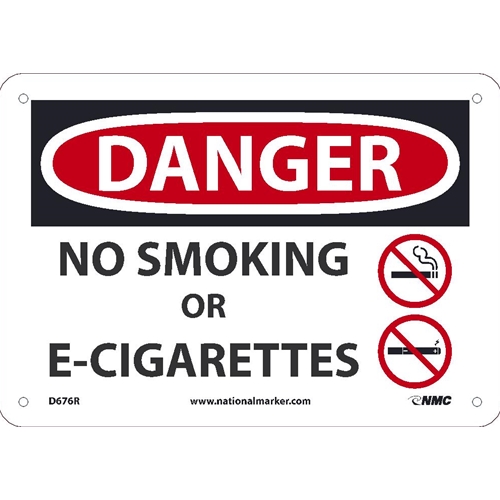 Danger No Smoking Or E-Cigarettes Sign (D676R)