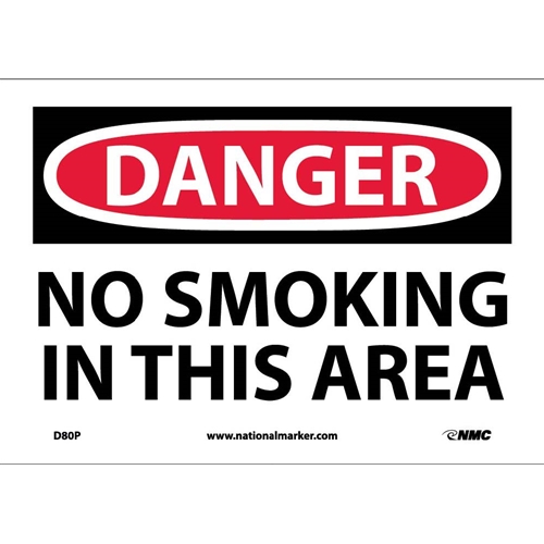 Danger No Smoking In This Area Sign (D80P)