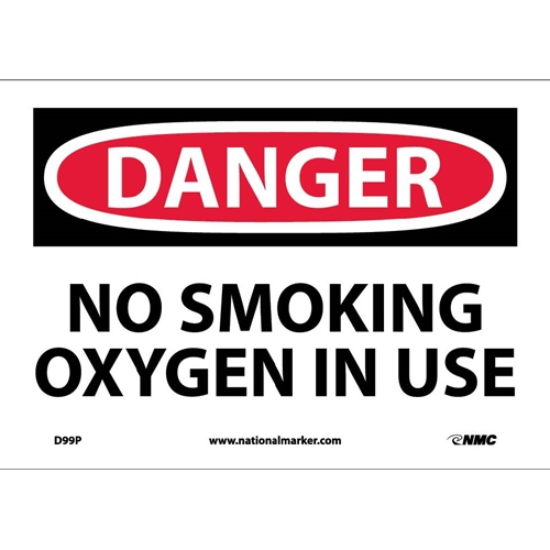 Danger No Smoking Oxygen In Use Sign (D99P)