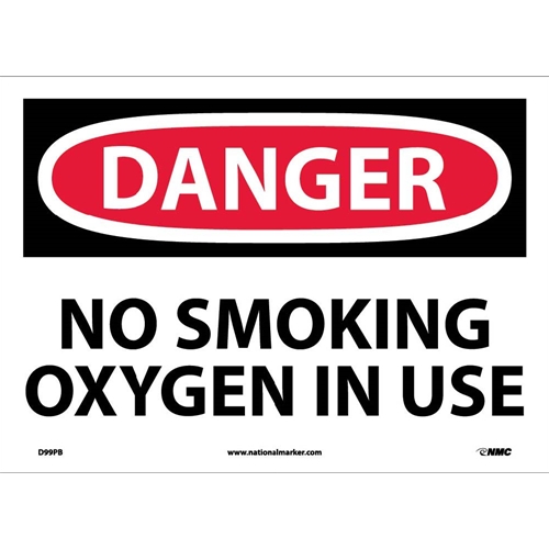 Danger No Smoking Oxygen In Use Sign (D99PB)