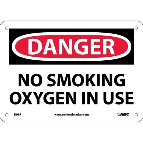 Danger No Smoking Oxygen In Use Sign (D99R)