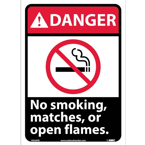 Danger No Smoking Matches Or Open Flames Sign (DGA6PB)