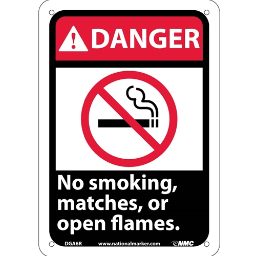 Danger No Smoking Matches Or Open Flames Sign (DGA6R)