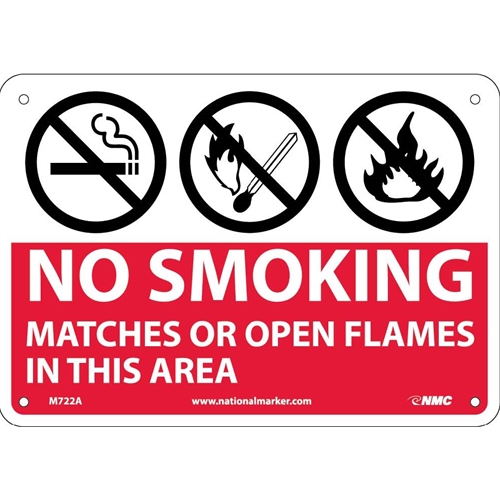 No Smoking Matches Or Open Flames In This Area Sign (M722A)