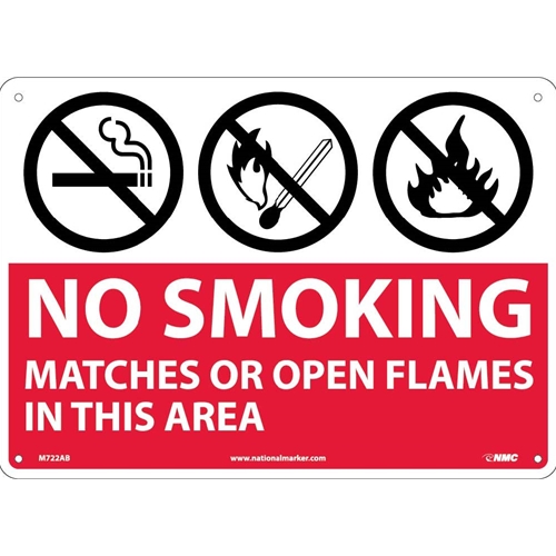 No Smoking Matches Or Open Flames In This Area Sign (M722AB)
