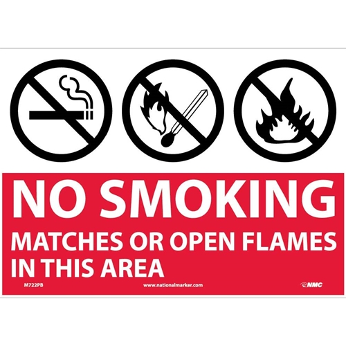 No Smoking Matches Or Open Flames In This Area Sign (M722PB)