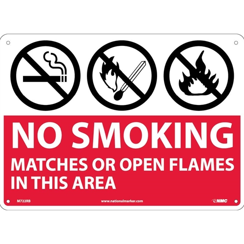 No Smoking Matches Or Open Flames In This Area Sign (M722RB)